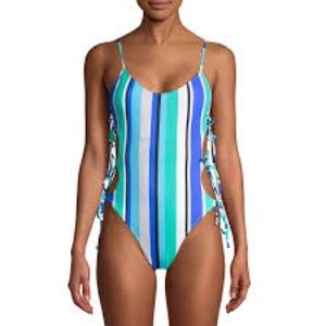 No Boundaries Juniors’ Cabana Stripe One-Piece